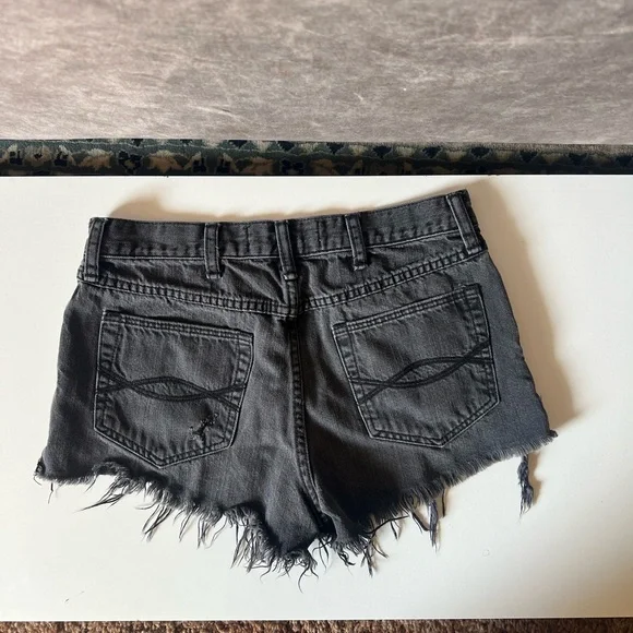 Abercrombie & Fitch Black Distressed High-Rise Jean Shorts - Picture 2 of 5